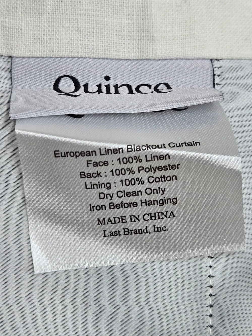 QUINCE Set Of 2 48x108 European Linen True Blackout Curtains White 0412